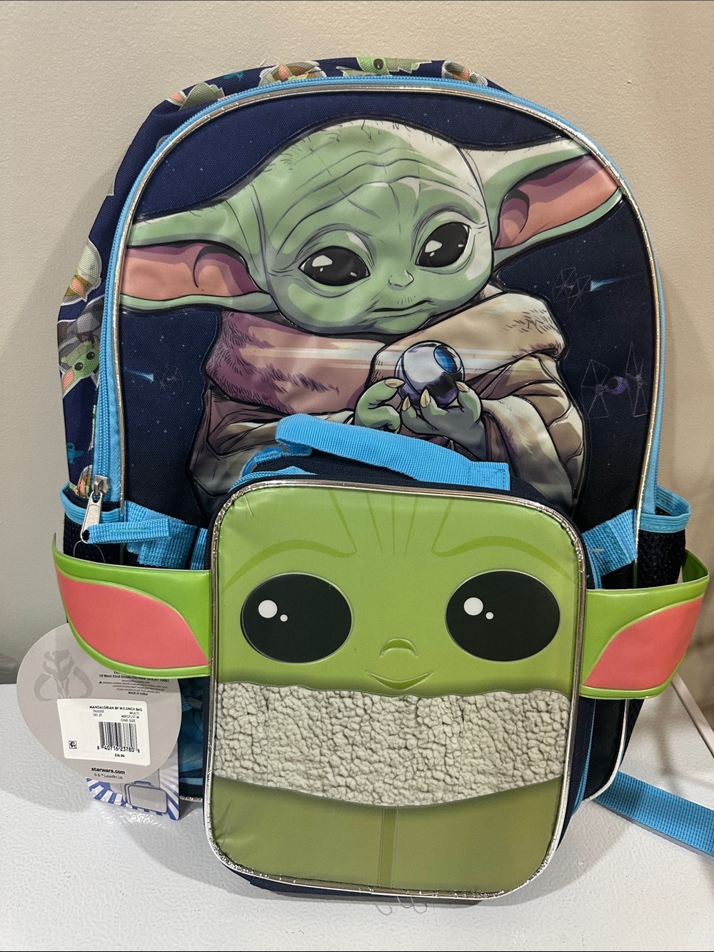 STAR WARS MANDALORIAN backpack & lunch box tote combo set of 2 attachable